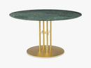 TS Column - Dining Table - Dia 130 Brass base, marble green top
