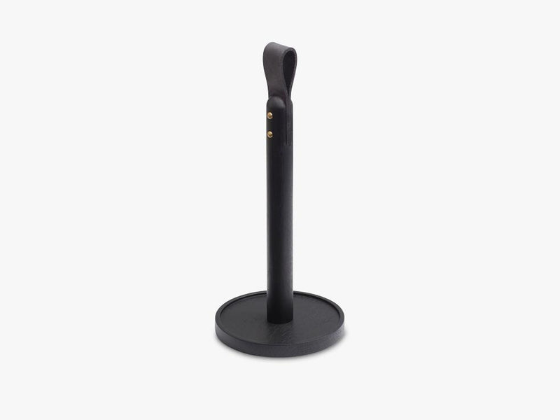 Norr Paper Towel Holder, Black Oak/Leather