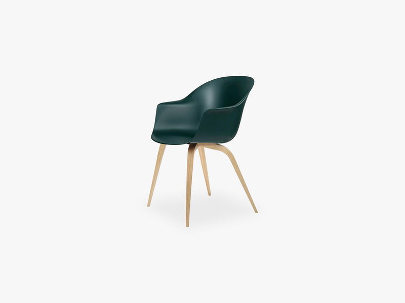 Bat Dining Chair - Skal m Wood base - Oak Semi Matt, Dark Green