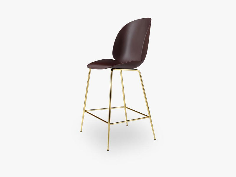 Beetle Counter Chair - Un-upholstered - 64 cm Conic Brass base, Dark Pink shell