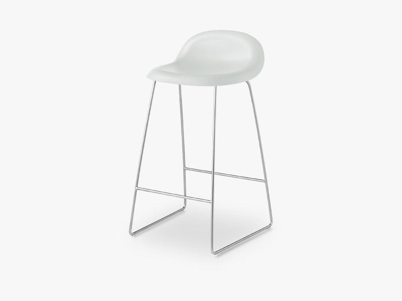 3D Counter Stool - Un-upholstered - 65 cm Sledge Crome base, White Cloud shell