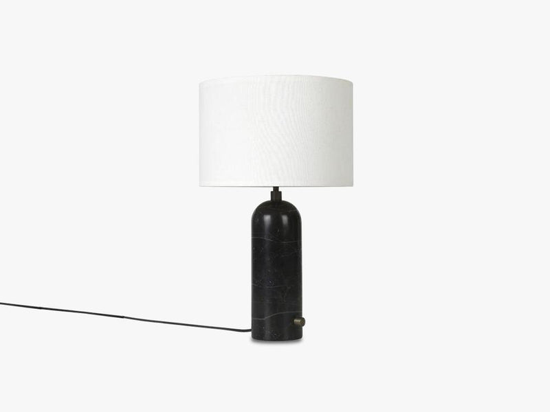 Gravity Table Lamp Small - Black Marble base, White shade