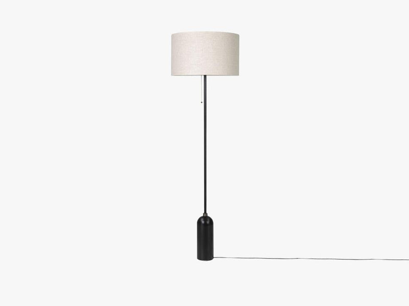 Gravity Floor Lamp - Blackened Steel base, Canvas shade