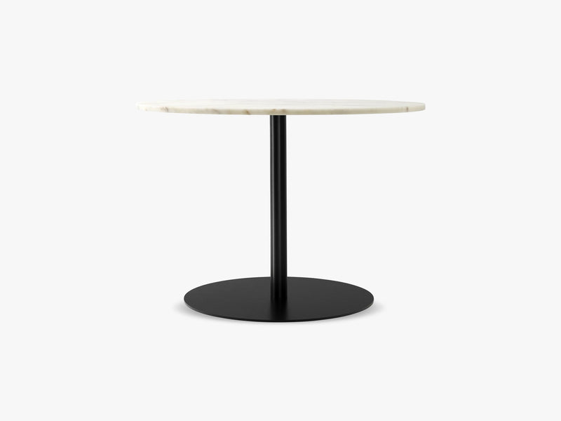 Harbour Column Dining Table Ø105 - Off White Marble Tabletop with Black base