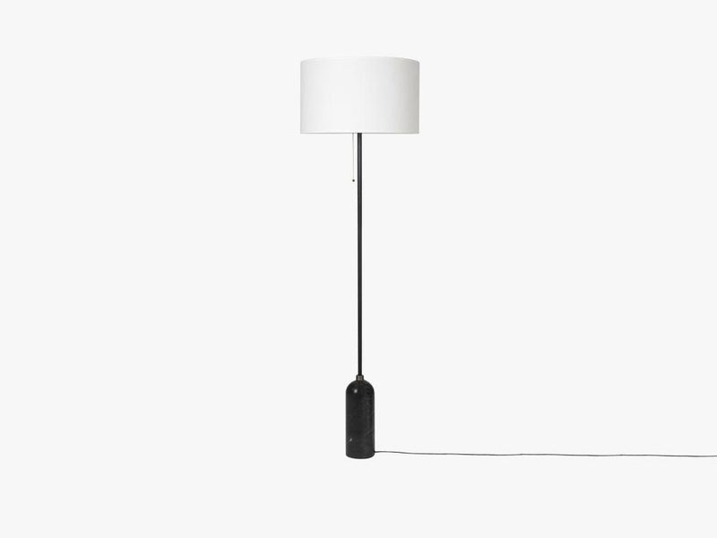 Gravity Floor Lamp - Black Marble base, White shade