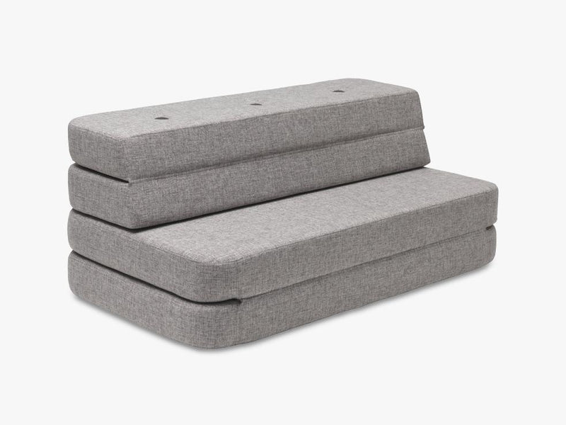 KK 3 Fold Sofa, Multi grey w grey buttons