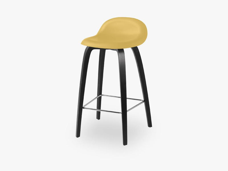 3D Counter Stool - Un-upholstered - 65 cm Black Stained Beech base, Venetian Gold shell