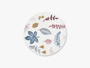 Circular Woolen Rug Pressed Leaves Rose