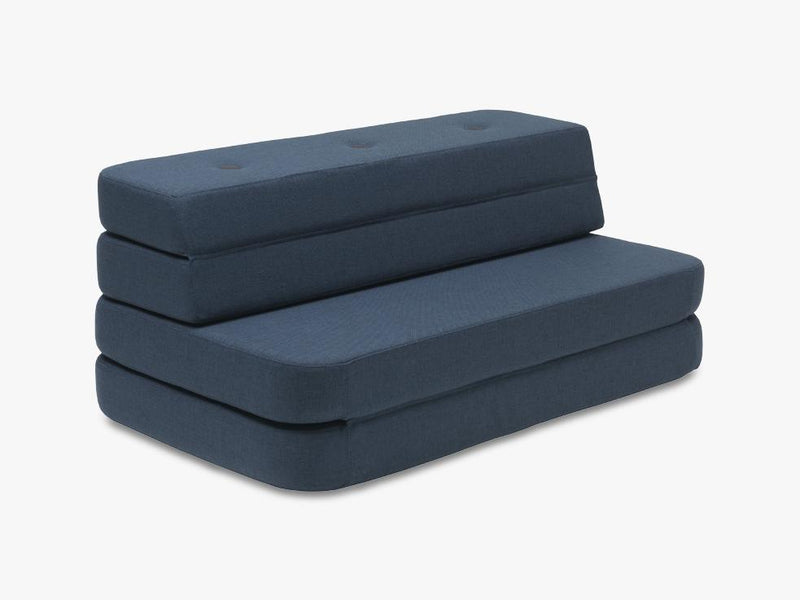 KK 3 Fold Sofa, Dark blue w black buttons