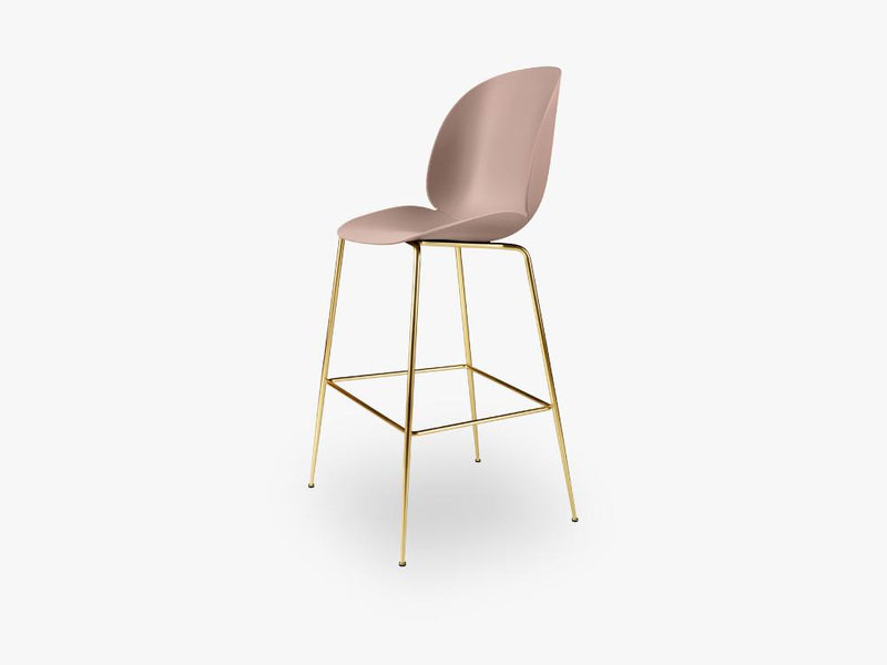 Beetle Bar Chair - Un-upholstered - 74 cm Conic Brass base, Sweet Pink shell