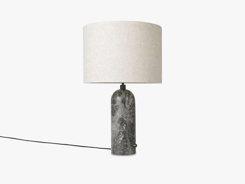 Gravity Table Lamp Large - Grey Marble base, Canvas shade