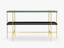 TS Console - 2 rack w tray Black base, glass dusty green top