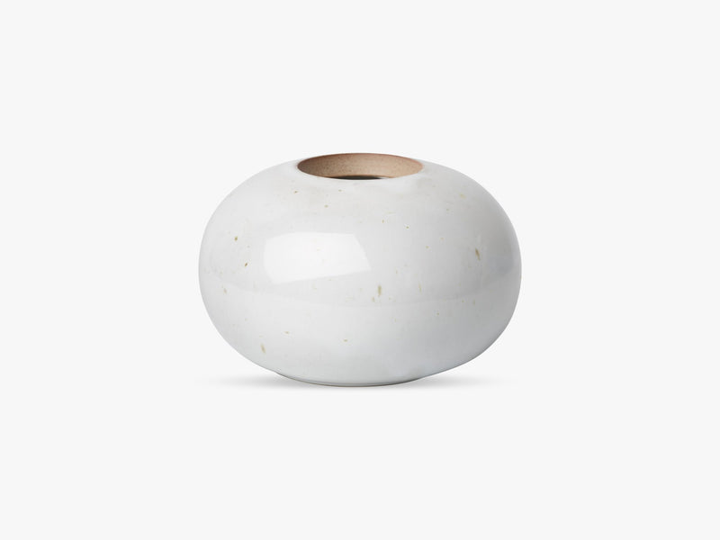 Earthenware Round Vase, Pale grey