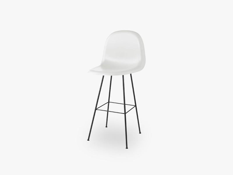 3D Bar Chair - Un-upholstered - 75 cm Center Black base, White Cloud shell