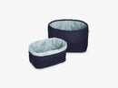 Quilted Storage Basket Set of Two, Navy