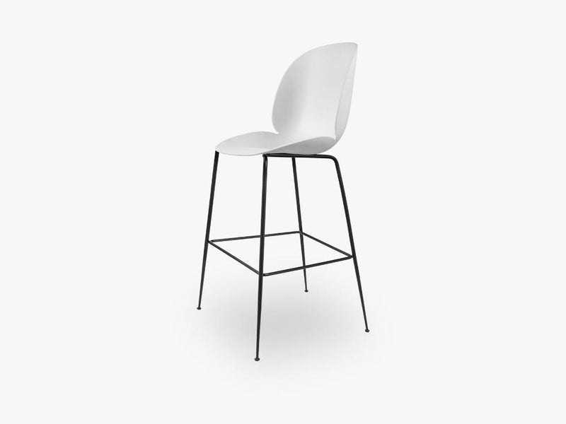 Beetle Bar Chair - Un-upholstered - 74 cm Conic Black base, White shell