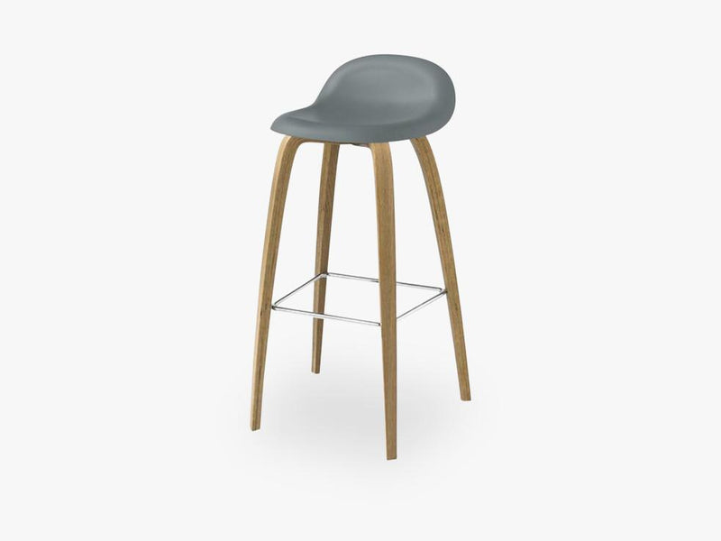 3D Counter Stool - Un-upholstered - 65 cm Oak base, Rainy Grey shell