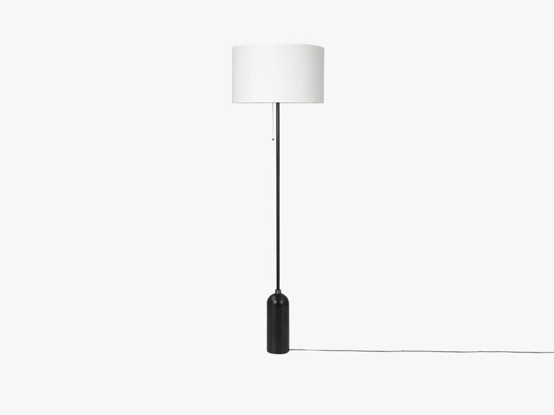 Gravity Floor Lamp - Blackened Steel base, White shade