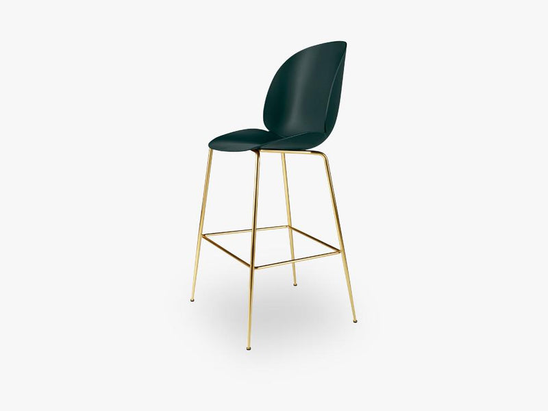 Beetle Bar Chair - Un-upholstered - 74 cm Conic Brass base, Green shell