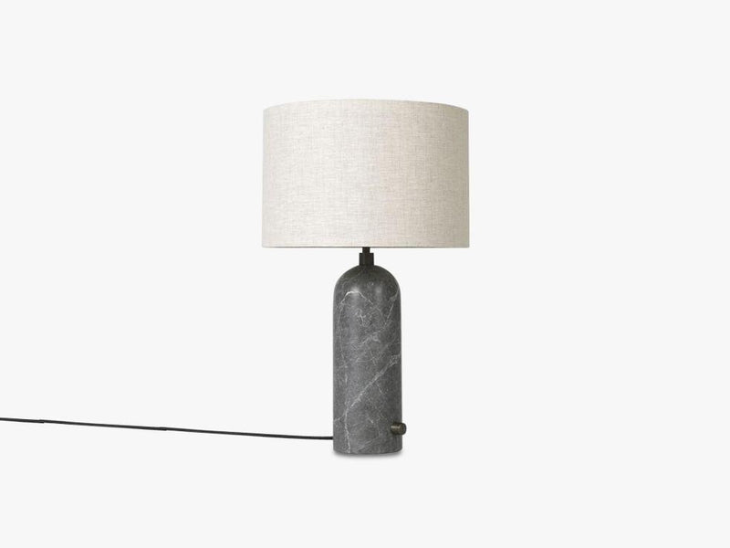 Gravity Table Lamp Small - Grey Marble base, Canvas shade