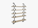 Démon Shelf - 2 Brackets - 155 cm 5 shelves, Oak shell