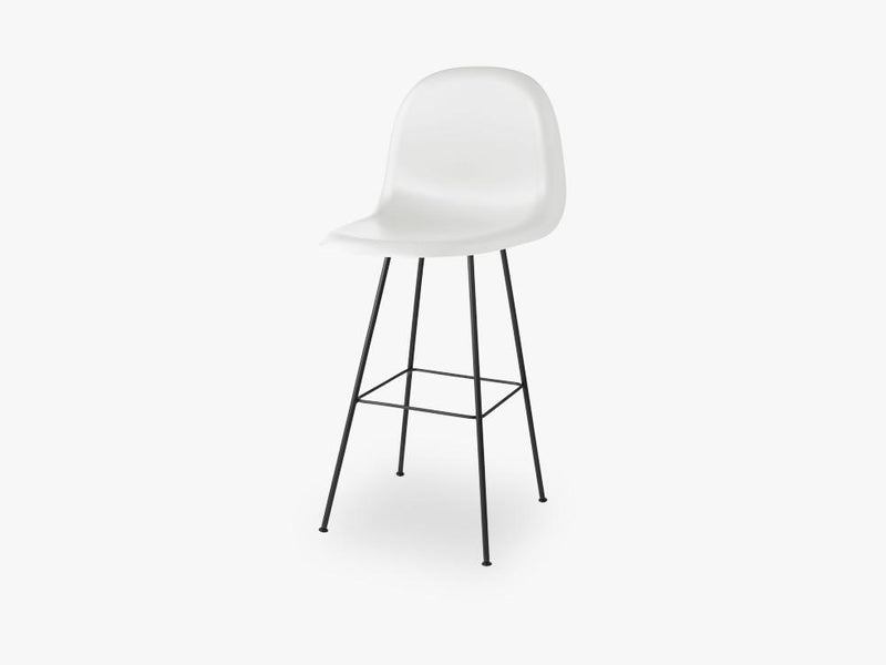 3D Bar Stool - Un-upholstered - 75 cm Center Black base, White Cloud shell