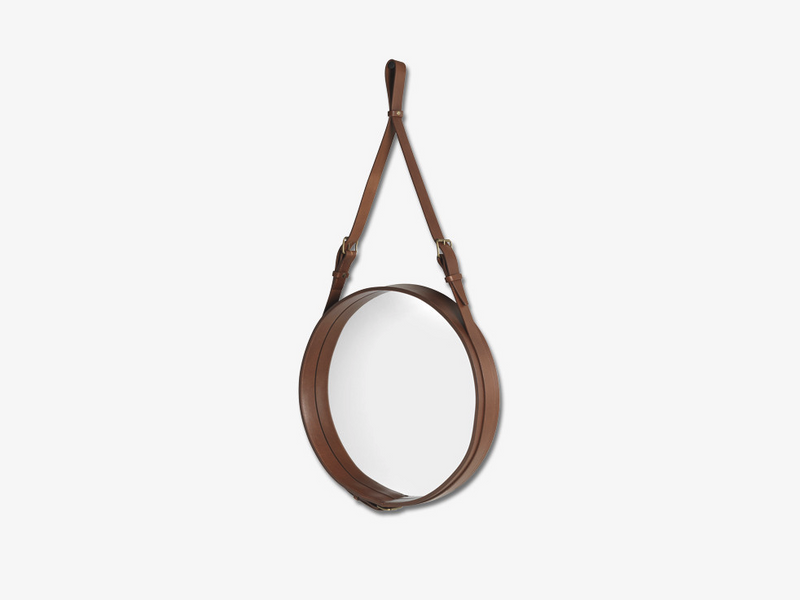 Adnet Wall Mirror - Circular, Tan