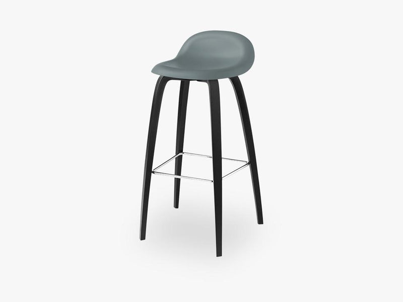 3D Bar Stool - Un-upholstered - 75 cm Black Stained Beech base, Rainy Grey shell