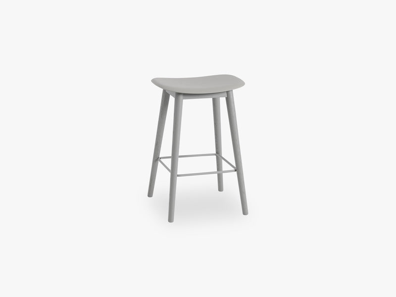 Fiber Bar Stool - Wood Base H: 65 Cm, Grey/Grey