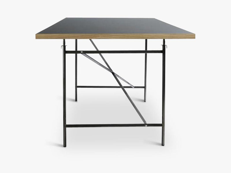 Linoleum Table Top, Black (Nero) with Oak Edges