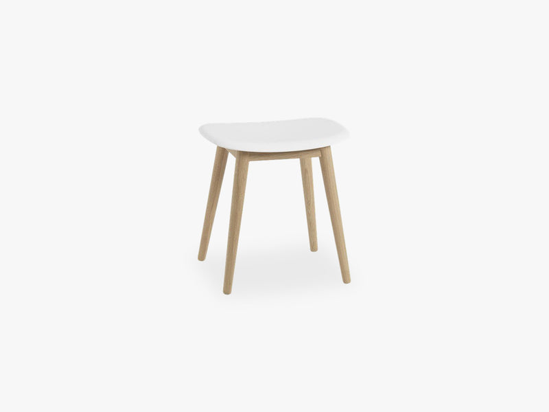 Fiber Stool - Wood Base H: 45 Cm, Natural White/Oak