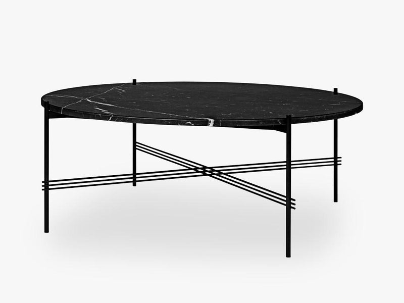 TS Coffee Table - Dia 105 Black base, Marble black top