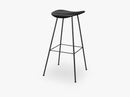 2D Bar Stool - Un-upholstered - 75 cm Center Black base, Black Stained Birch shell