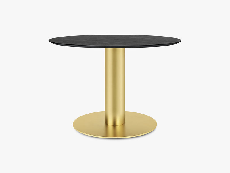 GUBI 2.0 Dining Table - Round - Ø110 - Brass base, Black Stained Ash top