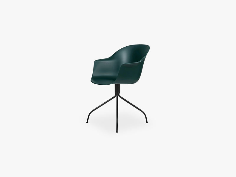 Bat Meeting Chair - Skal m Swivel base - Black Matt, Dark Green