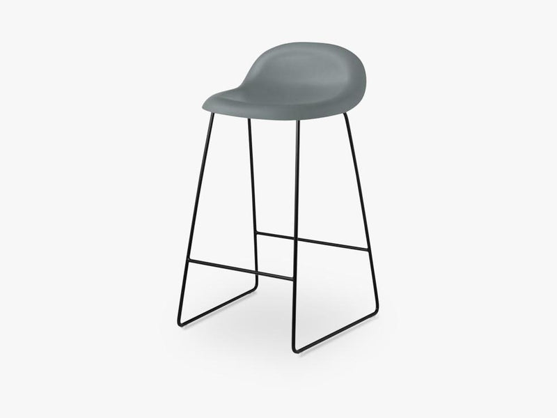 3D Counter Stool - Un-upholstered - 65 cm Sledge Black base, Rainy Grey shell