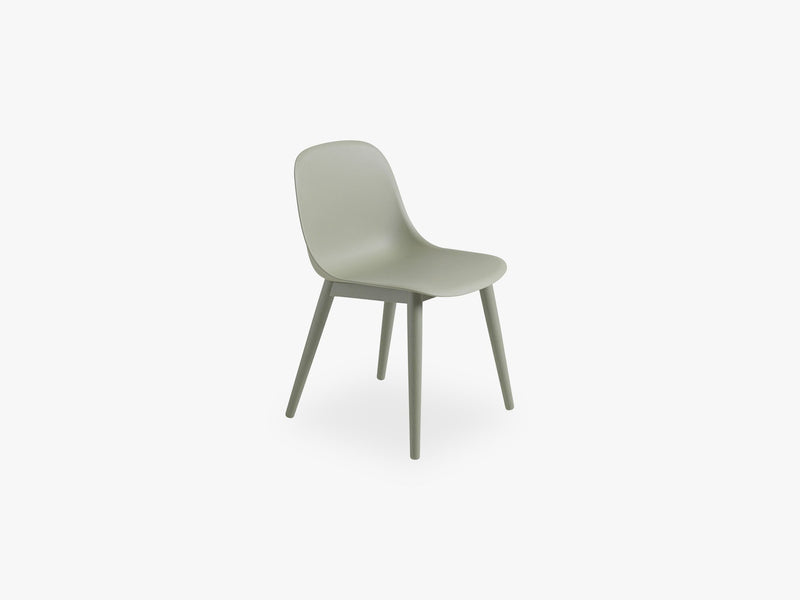 Fiber Side Chair - Wood Base - Normal Shell, Dusty Green/Dusty Green