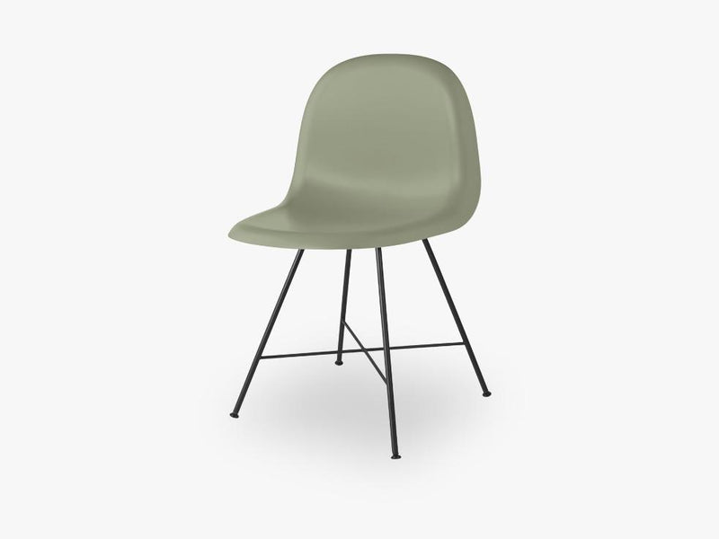 3D Dining Chair - Un-upholstered Center Black base, Mistletoe Green shell