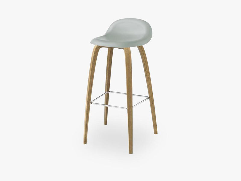 3D Counter Stool - Un-upholstered - 65 cm Oak base, Nightfall Blue shell