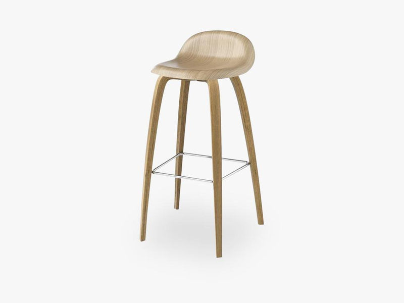 3D Bar Stool - Un-upholstered - 75 cm Sledge Black base, Black Stained Beech shell