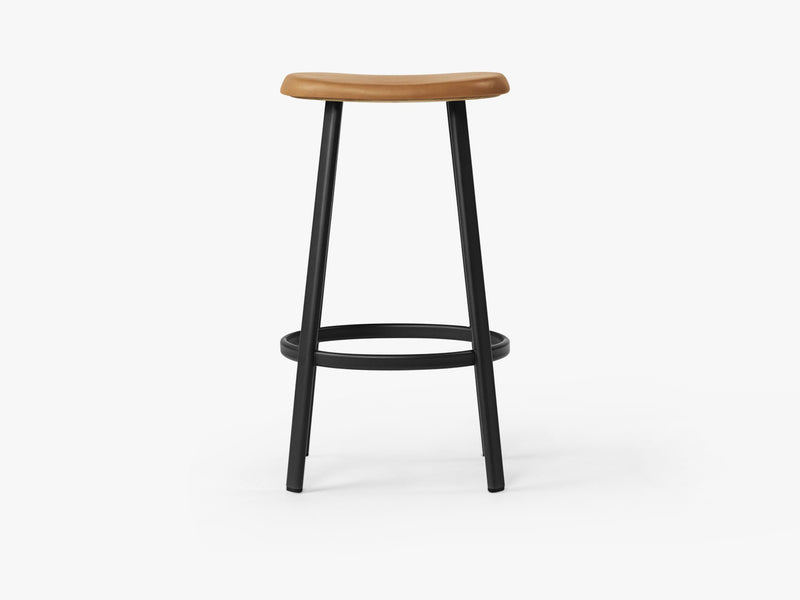 Anno Stool H75, Black/Cognac Leather