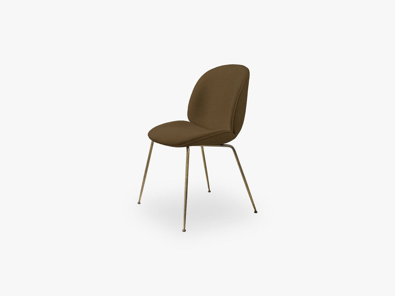 Beetle Dining Chair (Fully), Antique Brass, Grp 02, Light Bouclé, GUBI (006) Light Bouclé