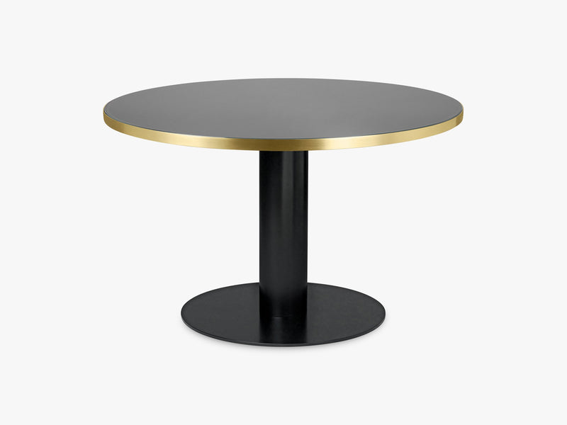 GUBI 2.0 Dining Table - Round - Ø125 - Black base, Glass Granite Grey top