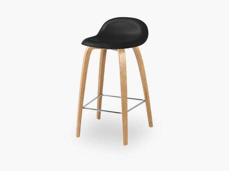 3D Counter Stool - Un-upholstered - 65 cm Oak base, Midnight Black shell