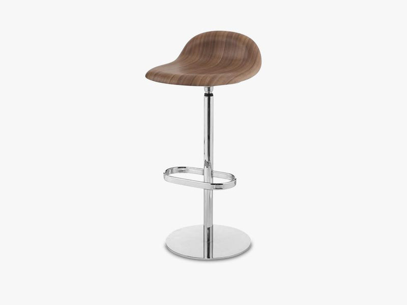 3D Bar Stool - Un-upholstered - 75 cm Swivel Chrome base, American Walnut shell