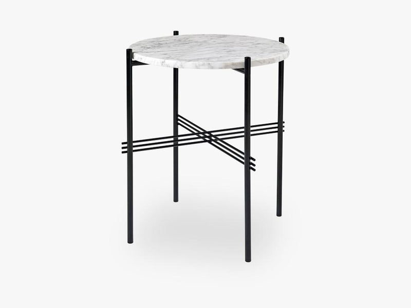 TS Coffee Table - Dia 40 Black base, Marble white top