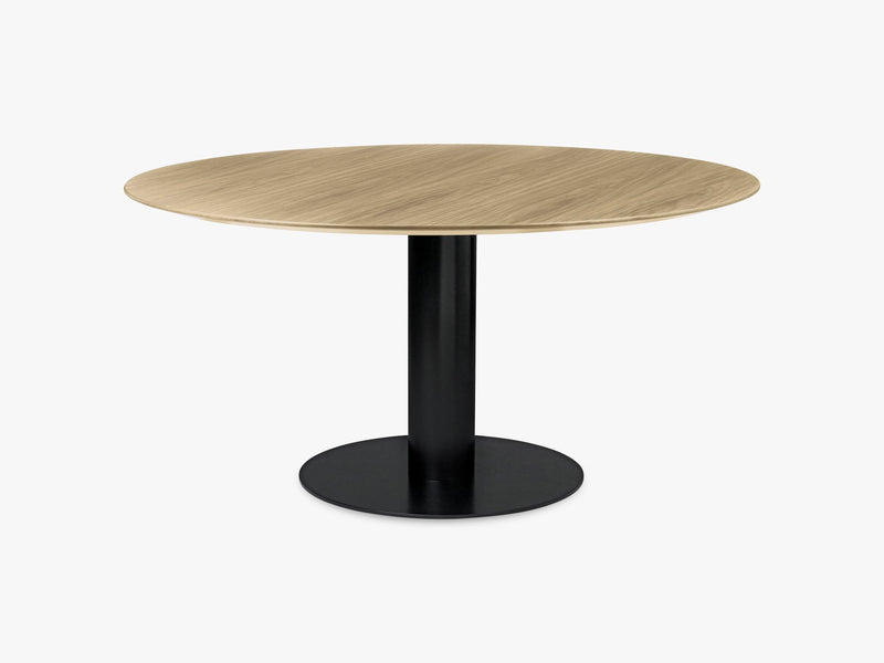 GUBI 2.0 Dining Table - Round - Ø150 - Black base, Oak top