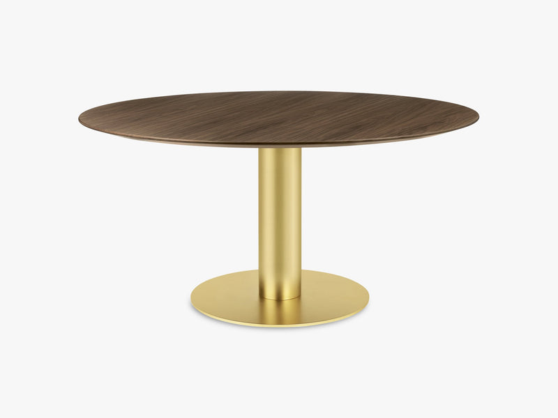 GUBI 2.0 Dining Table - Round - Ø150 - Brass base, Walnut top