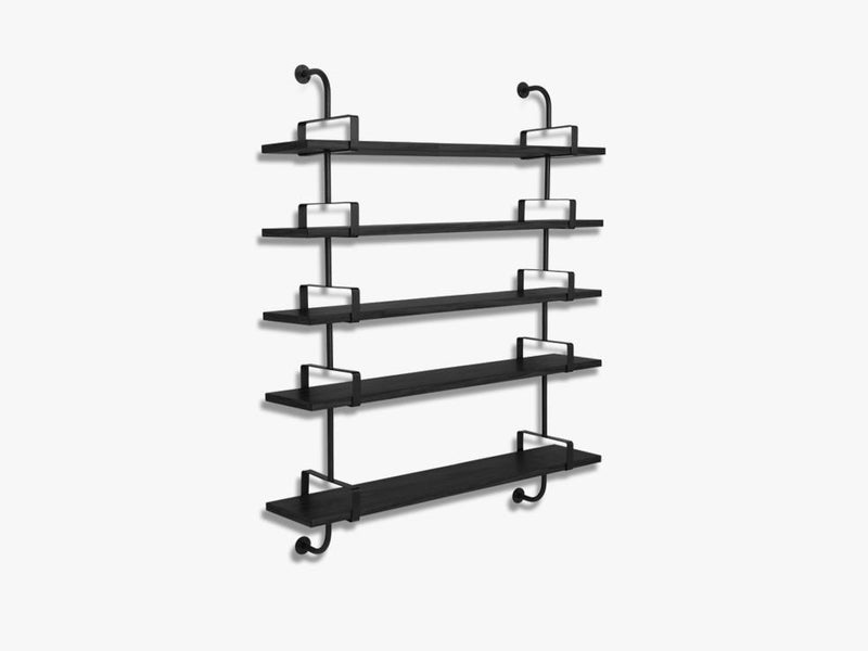 Démon Shelf - 2 Brackets - 155 cm 5 shelves, Black Stained Ash shell