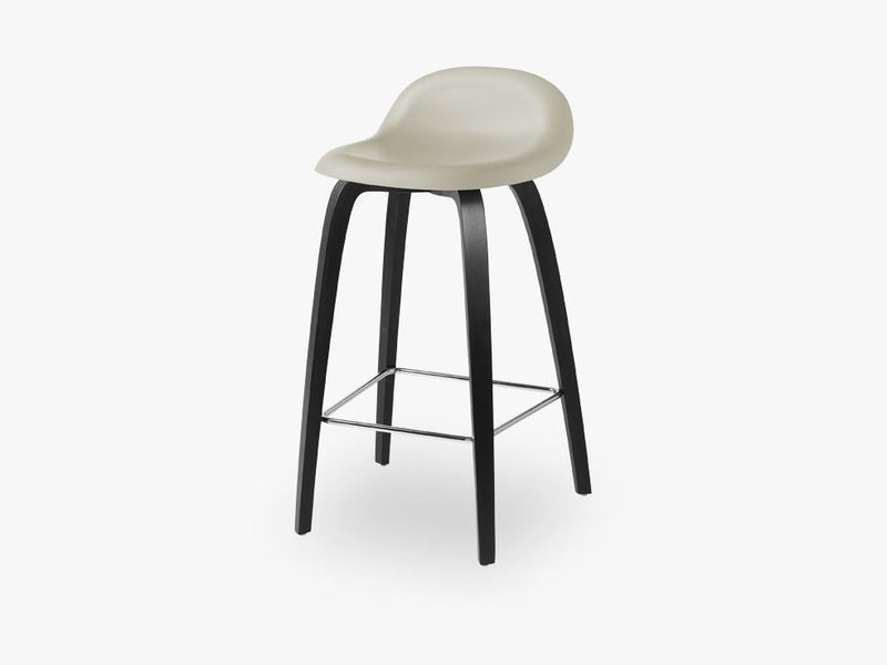 3D Counter Stool - Un-upholstered - 65 cm Black Stained Beech base, Moon Grey shell